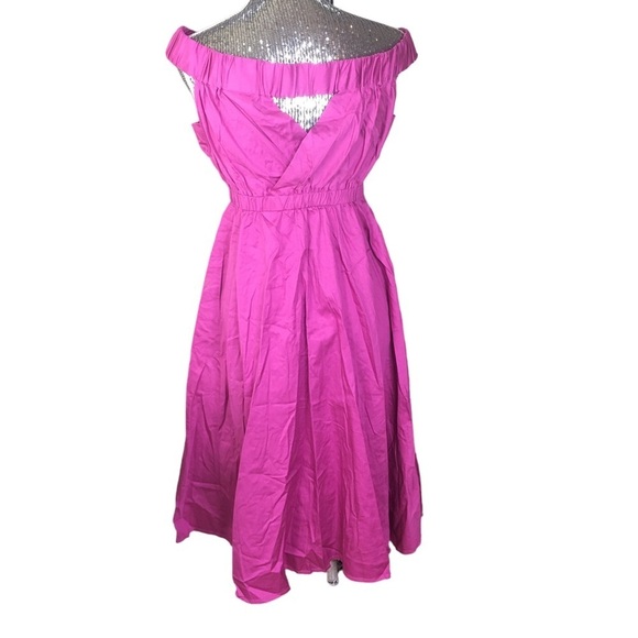 New Maeve Mona Off Shoulder Dress from Anthropologie Raw Hem Size Small Fuchsia - Picture 4 of 7